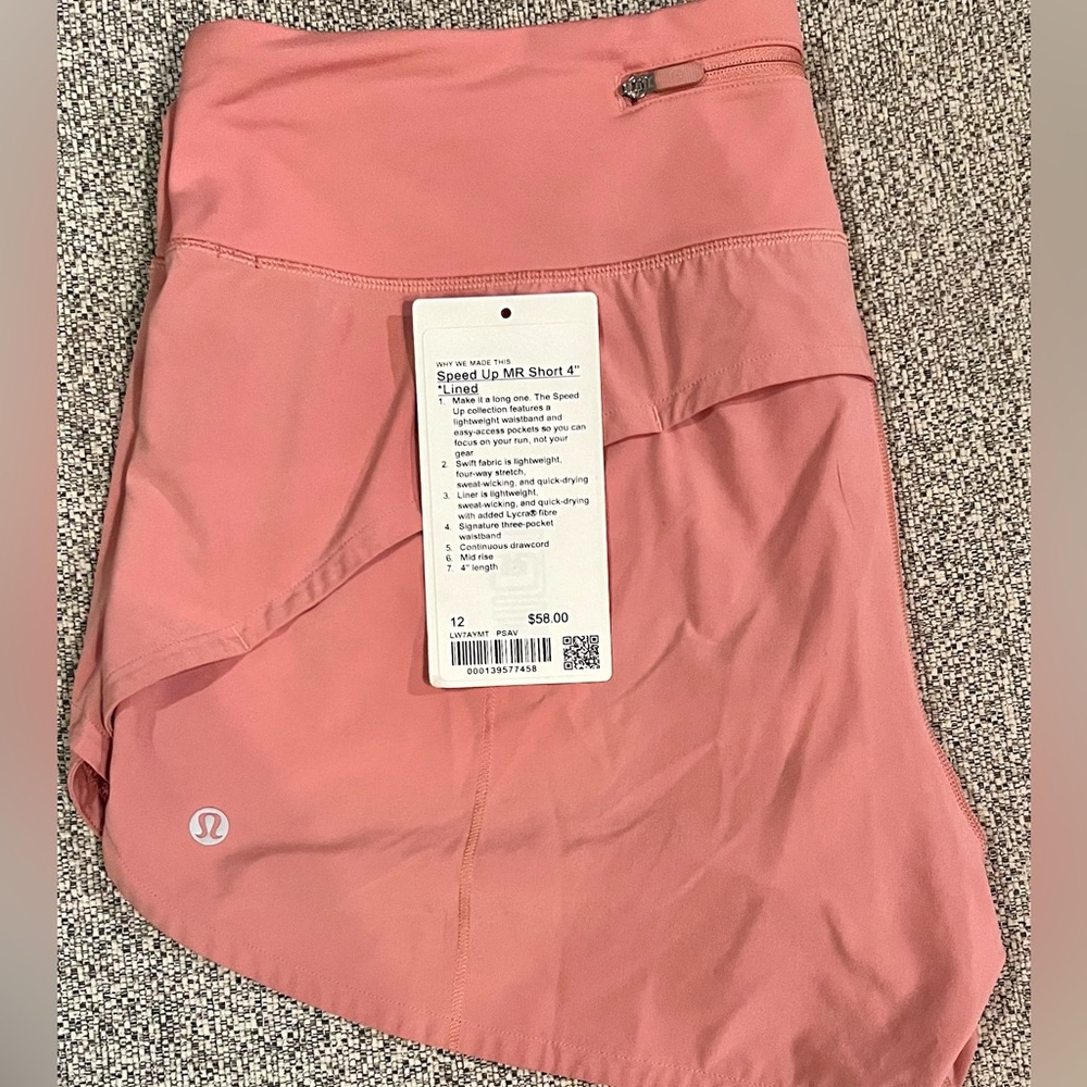 Lululemon Speed Up Shorts Size 12 Pink Savannah